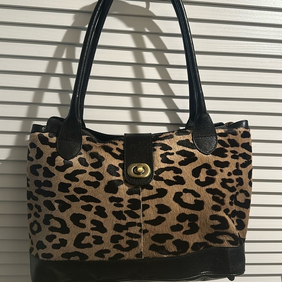 EUC Maurizio Taiuti Genuine Leather Leopard Print Handbag/Shoulder bag/Tote bag. - Picture 1 of 14